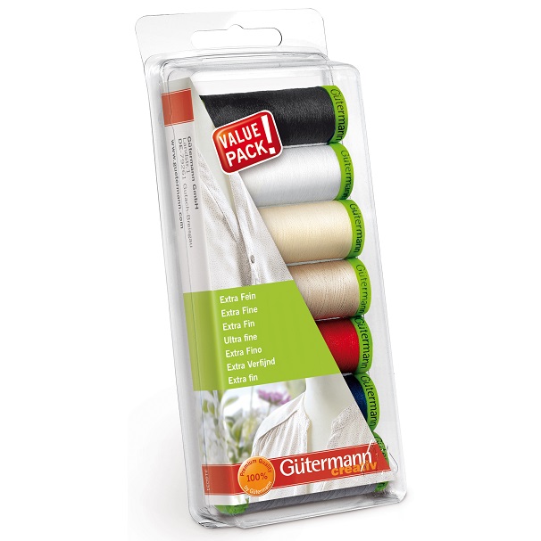 Sewing thread set with Textile glue stick